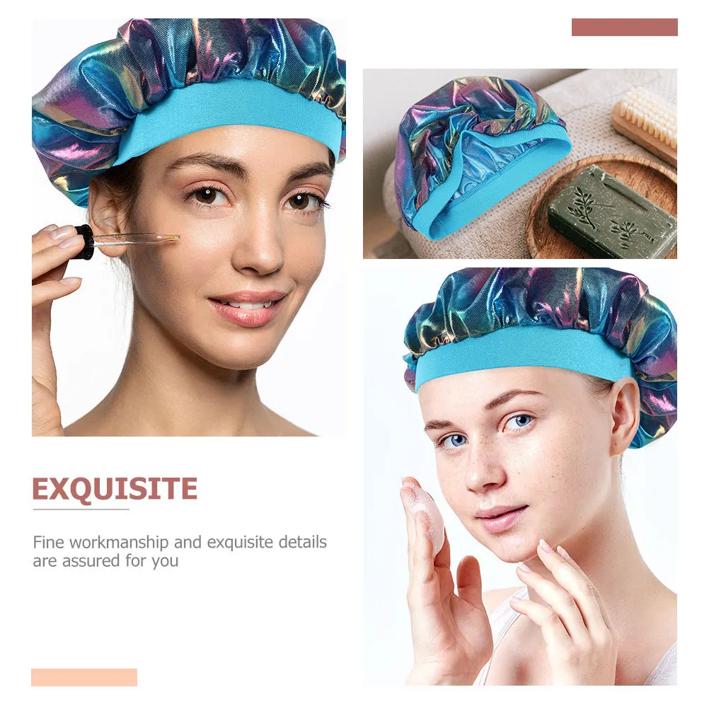 

2Pcs Kids Sleeping Hats Elastic Wide Baby Bathing Caps Soft Breathable Children Shower Hat Hair Protection Bonnet