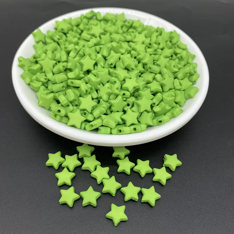 100pcs/lot 9mm Pure Color Star Shape Acrylic Beads Loose Spacer  For Jewelry Making Pendant Necklace Bracelet Handmade DIY