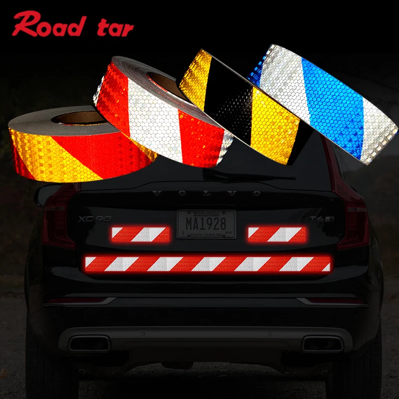 

Roadstar 5cmx50m Reflective Tape Adhesive Red White Shinning Stickers Used in Car Body for Fashion Car Decals Accessories