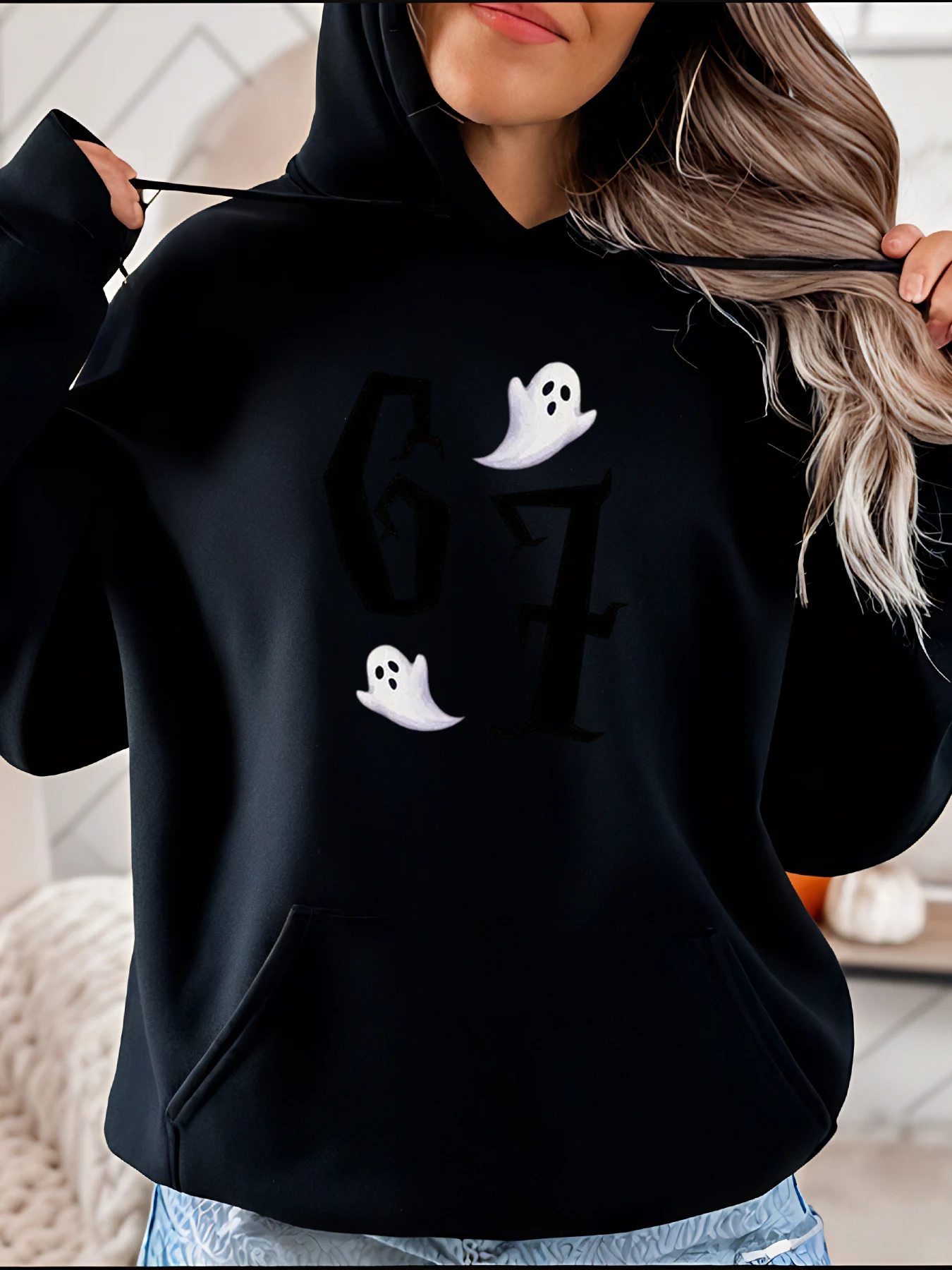 

Толстовка с принтом призрака, костюм на Хэллоуин, женская повседневная толстовка, осенне-зимний наряд