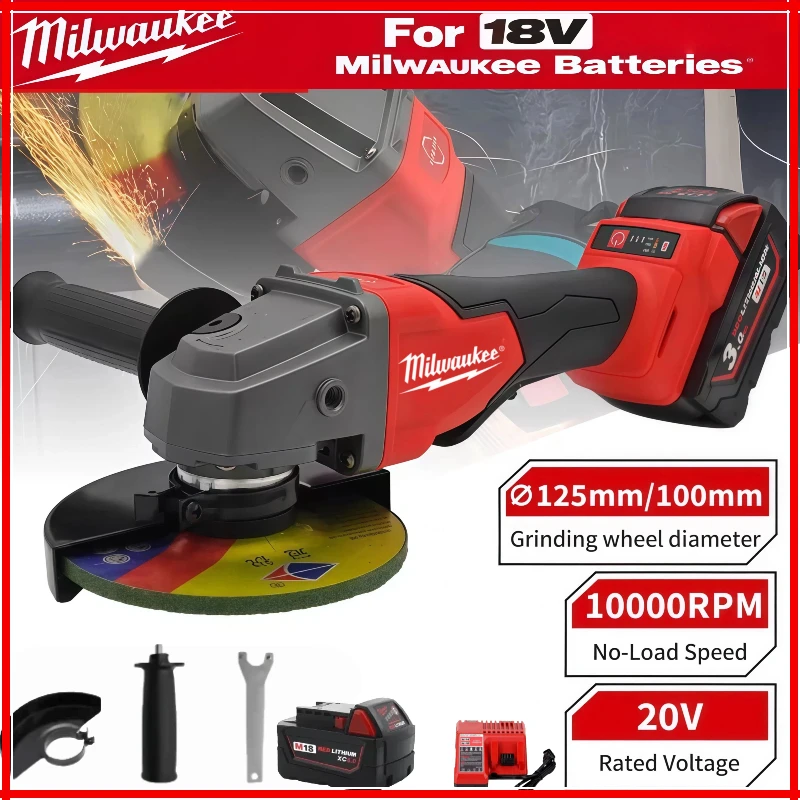 

Milwaukee 125mm Angle Grinder Brushless Cutting Polishing Grinding Machine Variable Speed Power Tools 18V