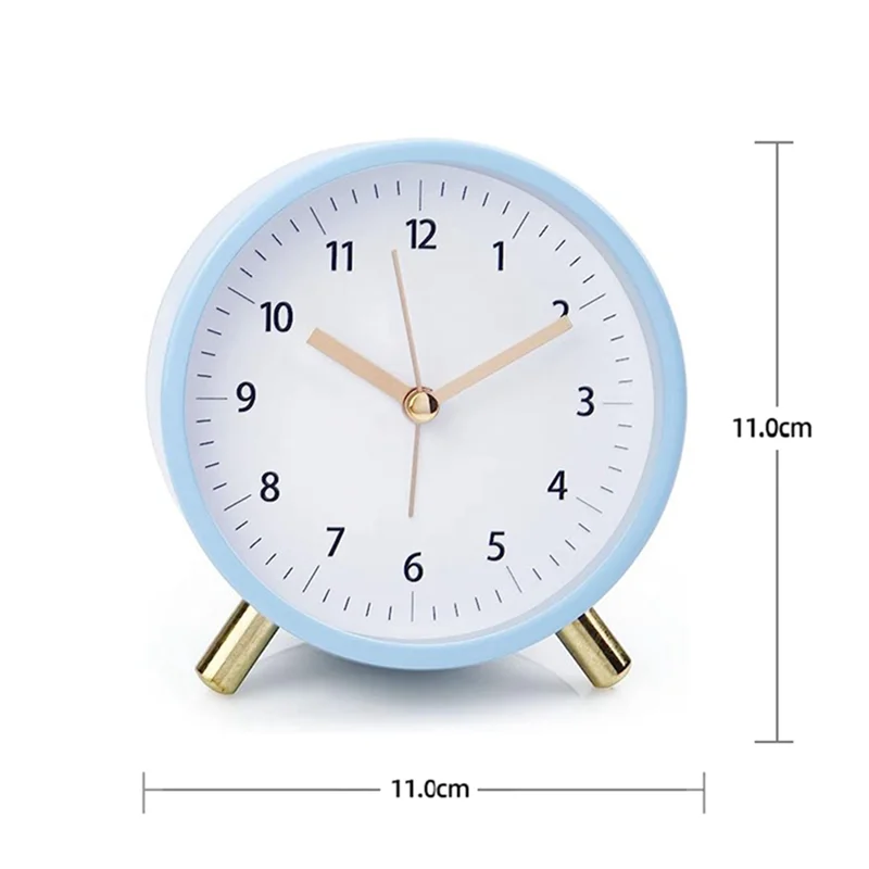 Alarm Clock Desktop Alarm For Bedroom Battery Operated Round Clock With Backlight Blue