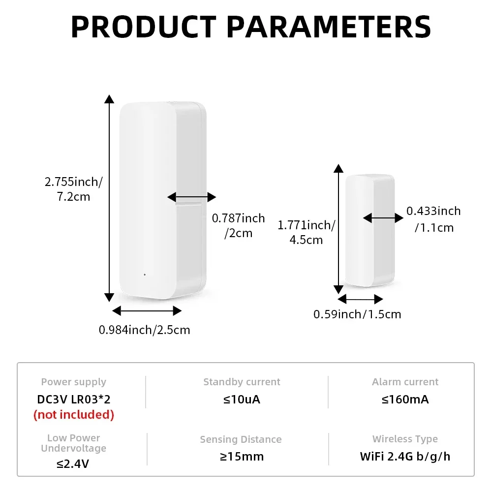Sensor de puerta inteligente con WiFi, detector de apertura/cierre de puerta de casa inteligente, Sensor de ventana, aplicación de Control de voz