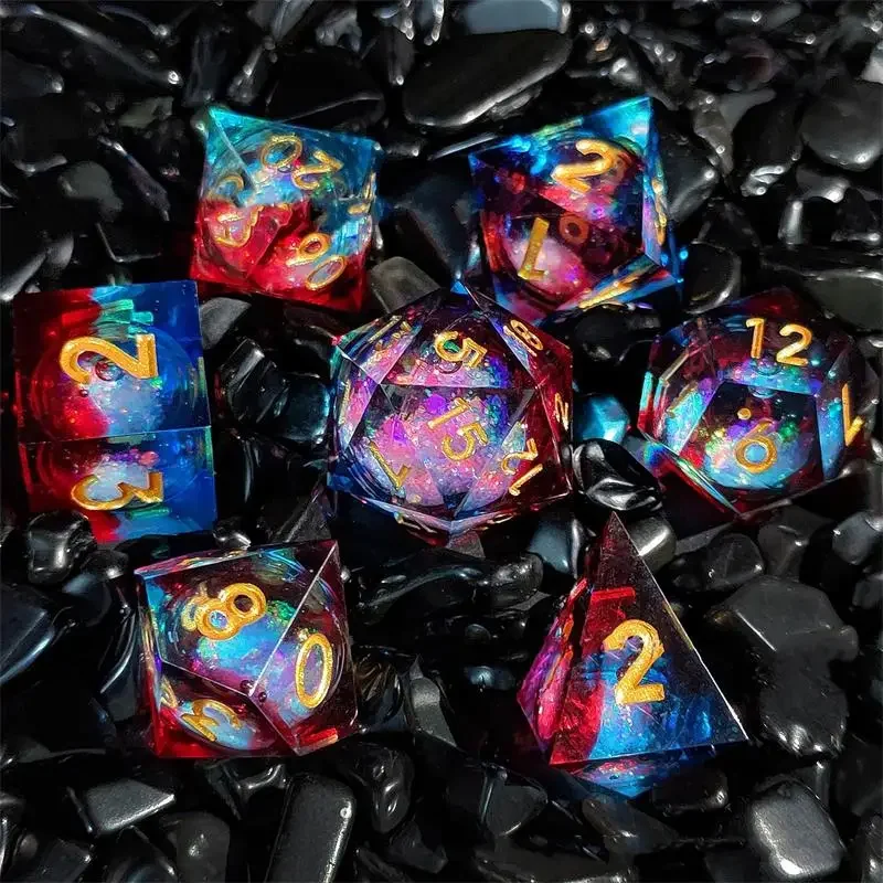 

New Transparent Liquid Illusion Quicksand Dice 7pcs/set Transparent Polyhedral Resin Dice for Role Playing Board Games