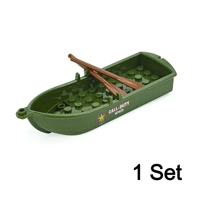 MOC Building Blocks Military Camouflage Rubber Boat Canoeing Lifeboat Kayaking Infantry Inflatable Boat hull Educational Toys