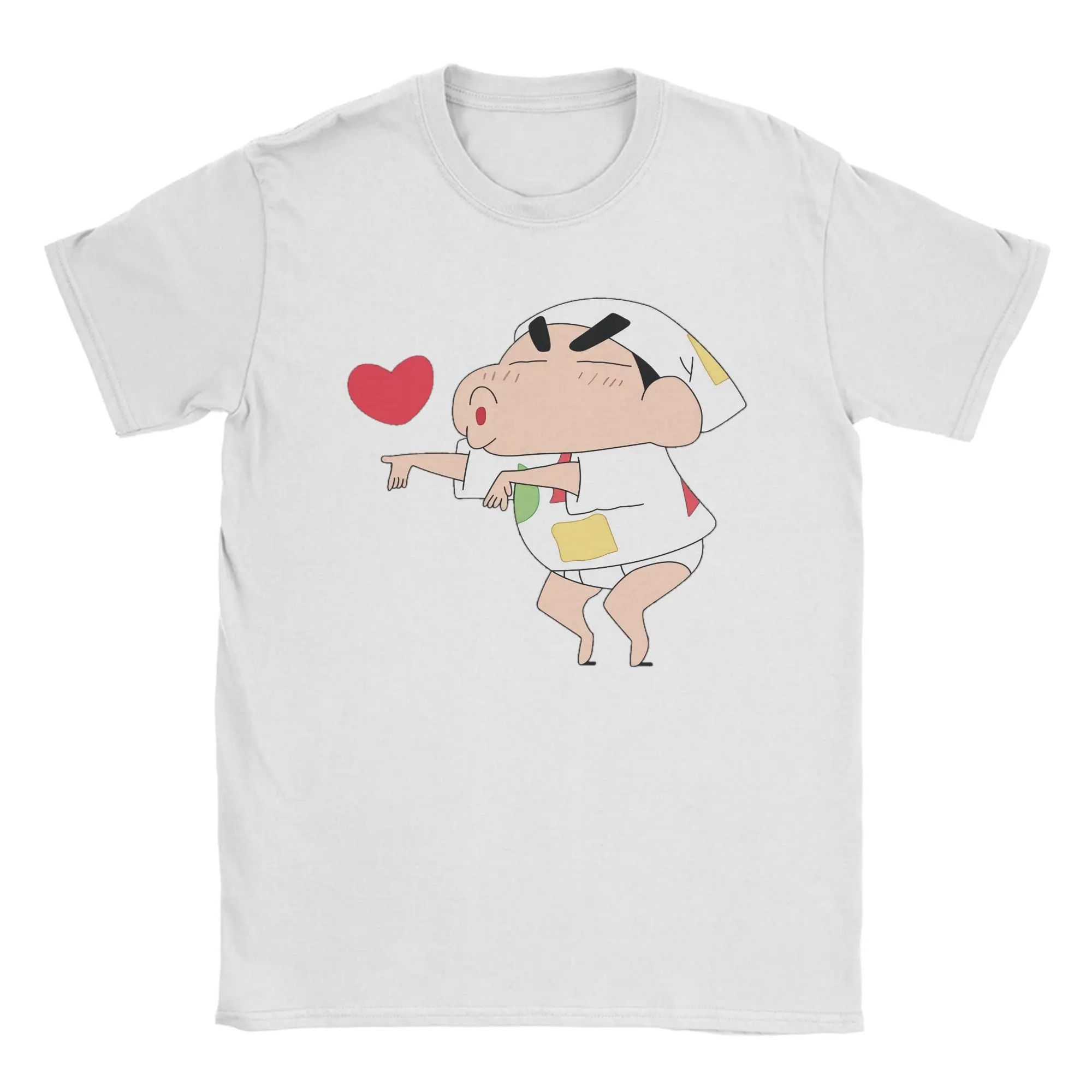 Men Women Funny Shinchan Playful Print Cotton Vintage Short Sleeve Round Neck T Shirts
