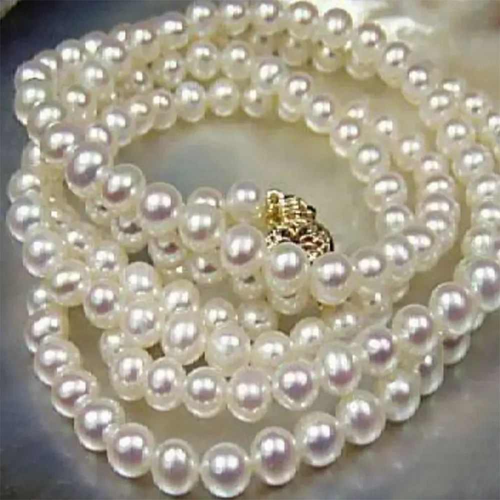 Beautiful!7-8mm White Akoya Cultured Pearl Necklace 25