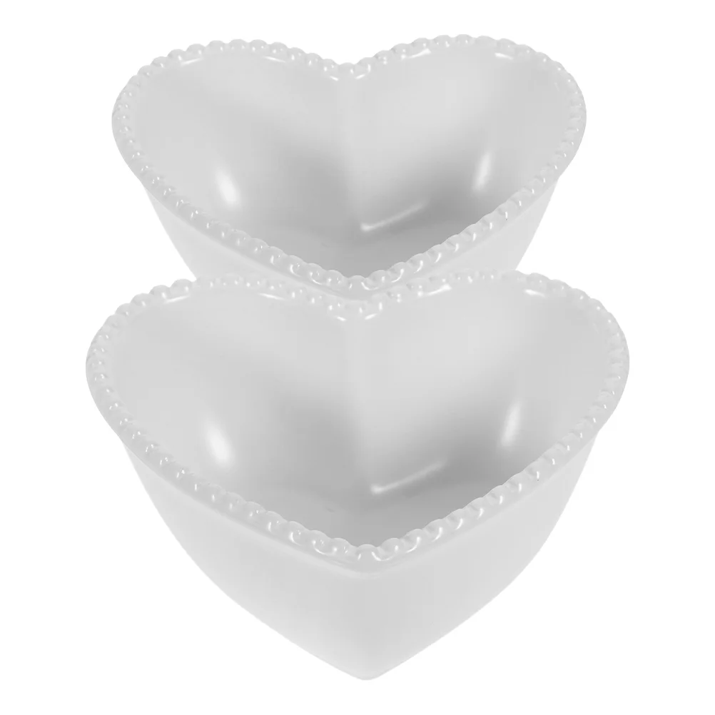 2pcs Heart Dessert Bowl Ceramic Souffle Ramekin Baked Dessert Bowl  Pudding Ramekin Bowl for Desserts Snacks Soup Cakes