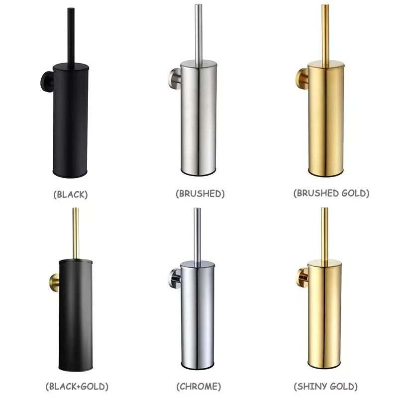 Toilet Brush Holder Matte Black Bathroom Accessories Hardware Stainless Steel Material Wall Mount Cleaning Tool Durable Vertical