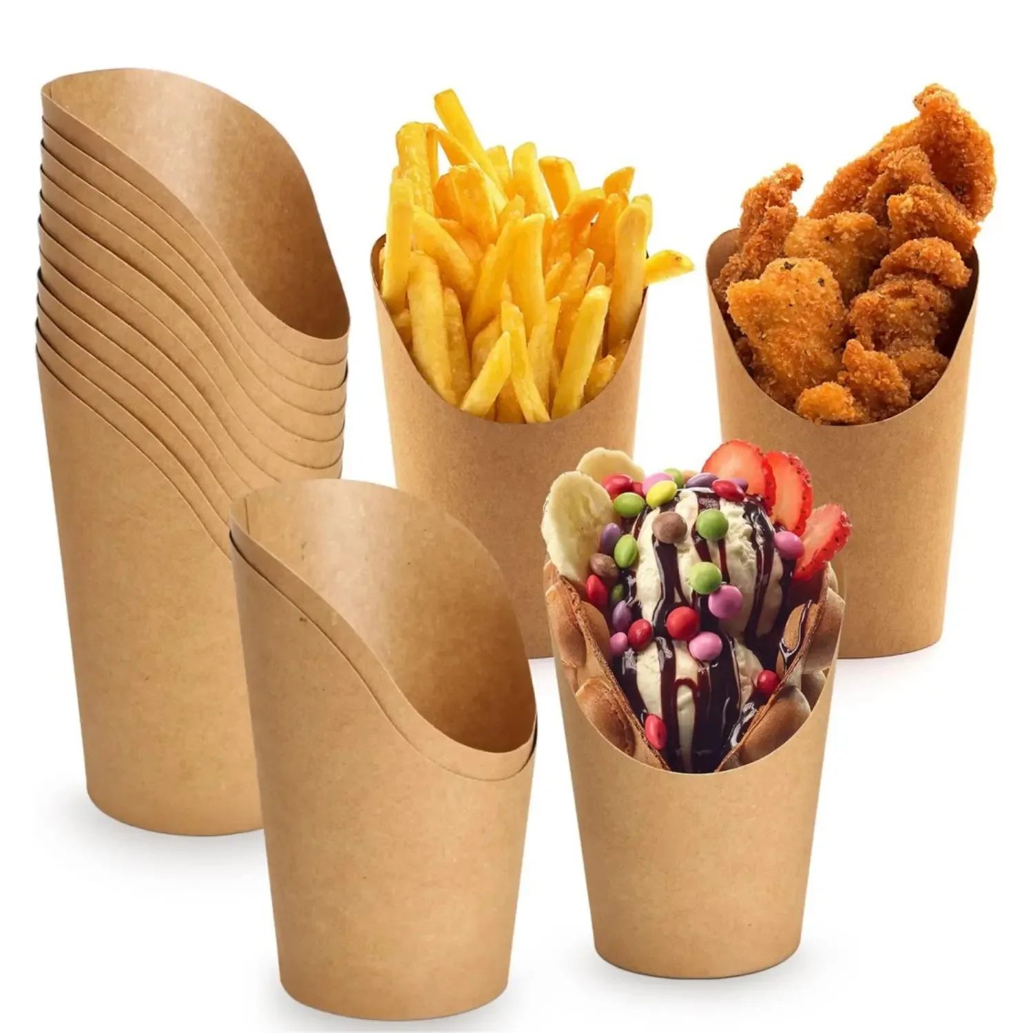 200/50 stücke Französisch Frites Halter Einweg Kraft Papier Französisch Braten Tasse Charcuterie Tasse Snack Dessert Kartoffel Chips Box Party supplie