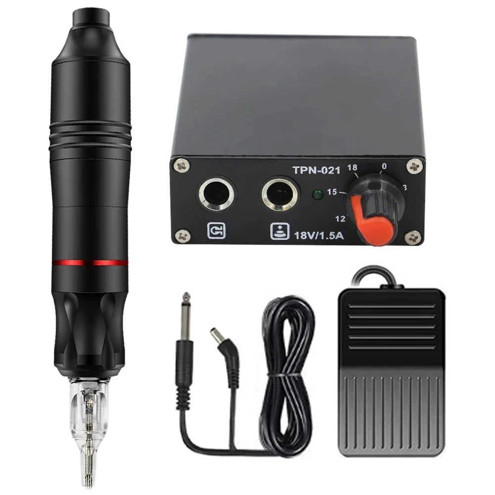 Komplettes Patronen-Tattoo-Stift-Maschinen-Set mit Tattoo-Netzteil, Pedal und Patronennadel für Tattoo-Künstler-Set – Detail 5