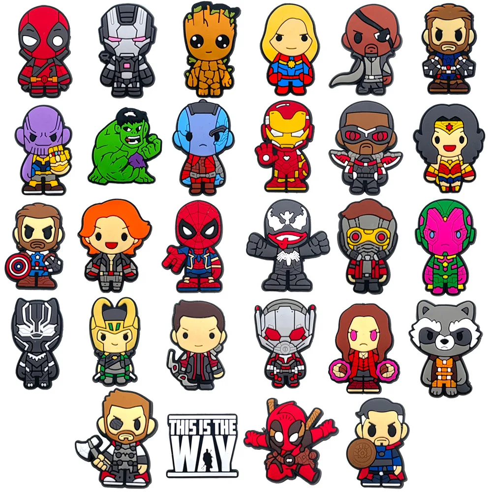 Mesuca Marvel Superhelden PVC-Schuhcharms Spider-Man Iron Man Hulk Captain America Clog-Schuh DIY-Deko-Accessoires Geschenk – Detail 6