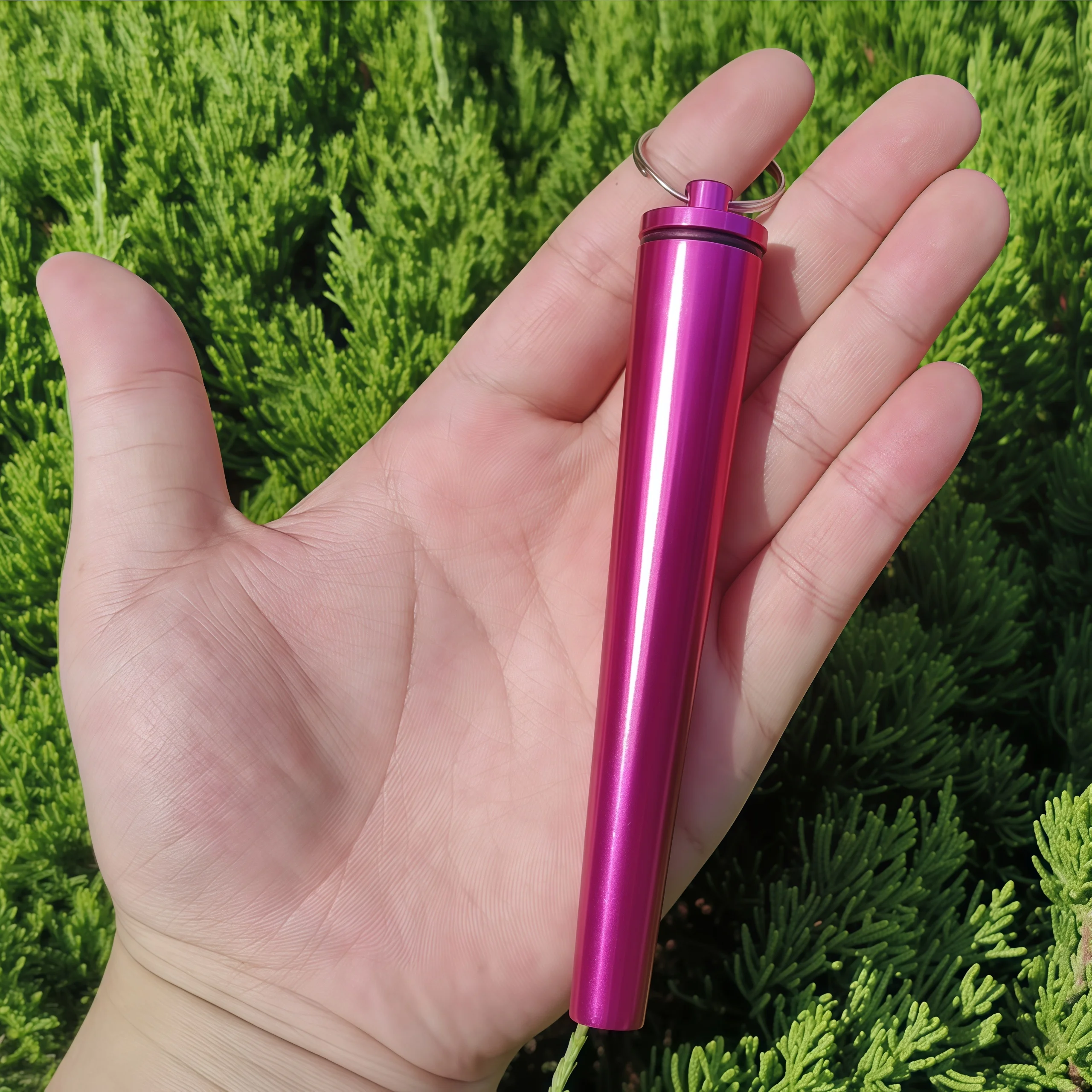 Portable Keychain Cigarette Holder - Oxidized Metal Single Tobacco Tube, Pink & Sky Blue，Compact Travel Holder，Smoking accessori