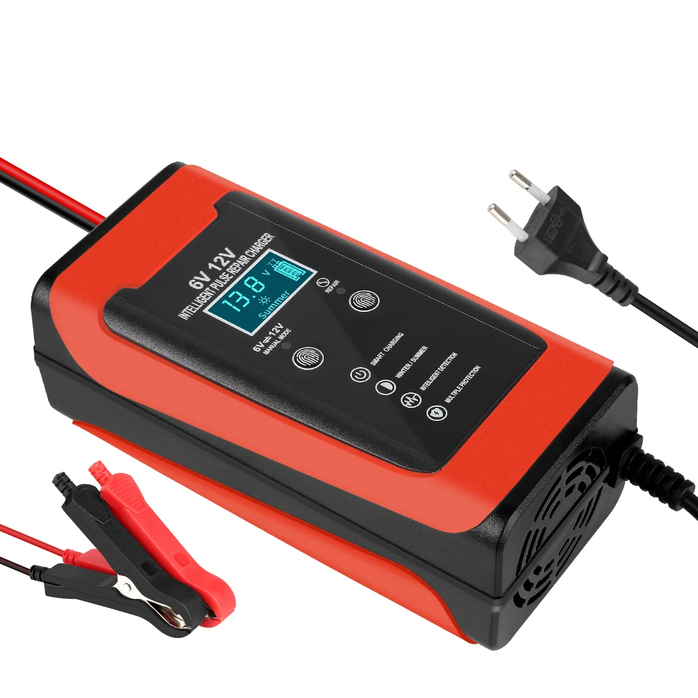 

Импульсный ремонт, ЖК-дисплей, автомобильное зарядное устройство, циклическое гелевое свинцово-кислотное зарядное устройство, умная быстрая зарядка, универсальный авто мотоцикл, 6 В, 12 В, 6 А