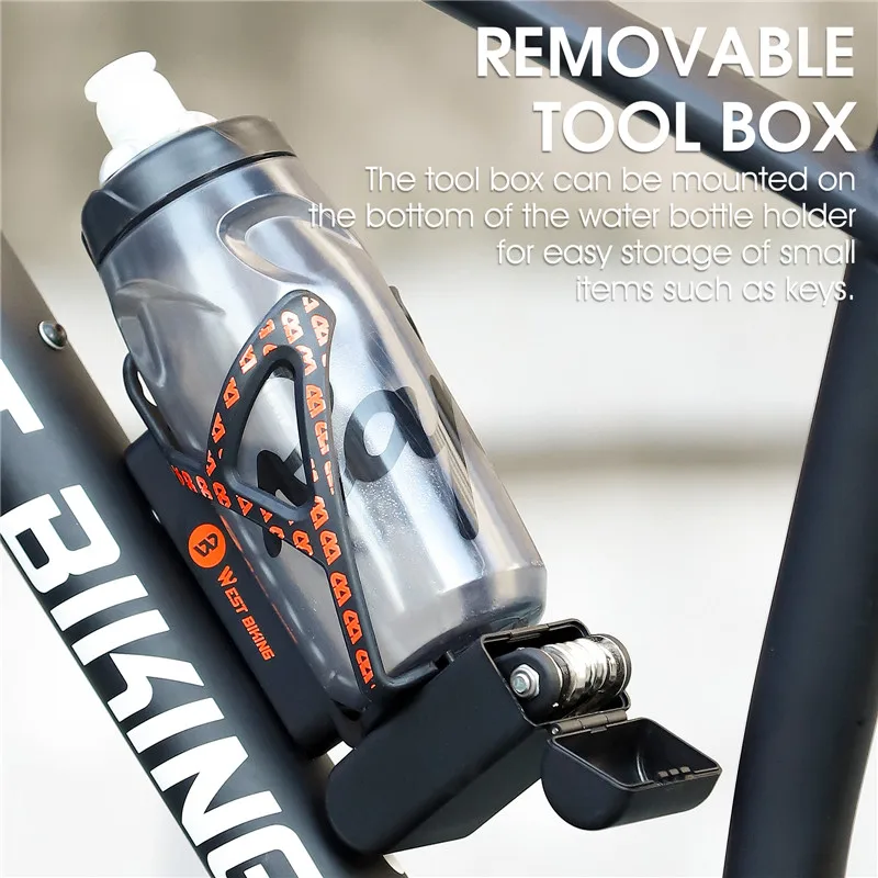 WEST BIKING Bike Water Bottle Cage 3 In 1 Stable Bicycle Bottle Holder Tire Lever Tool Box Cycling Bottle Cage Bike Accessories