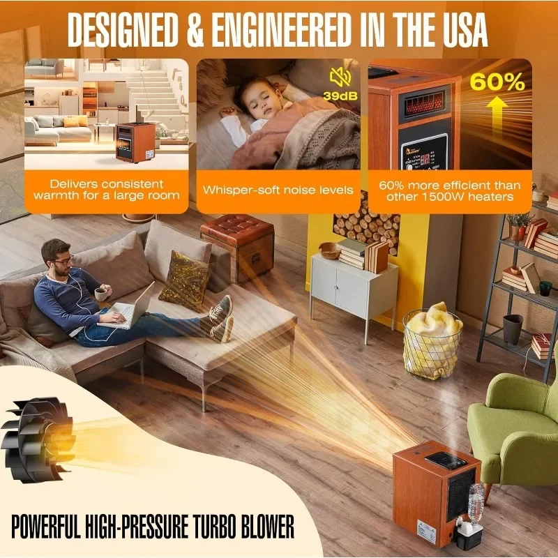 Dr. Infrared Heater DR-998, 1500W, Space Heater with Humidifier, Oscillation Fan, Remote Control (None)