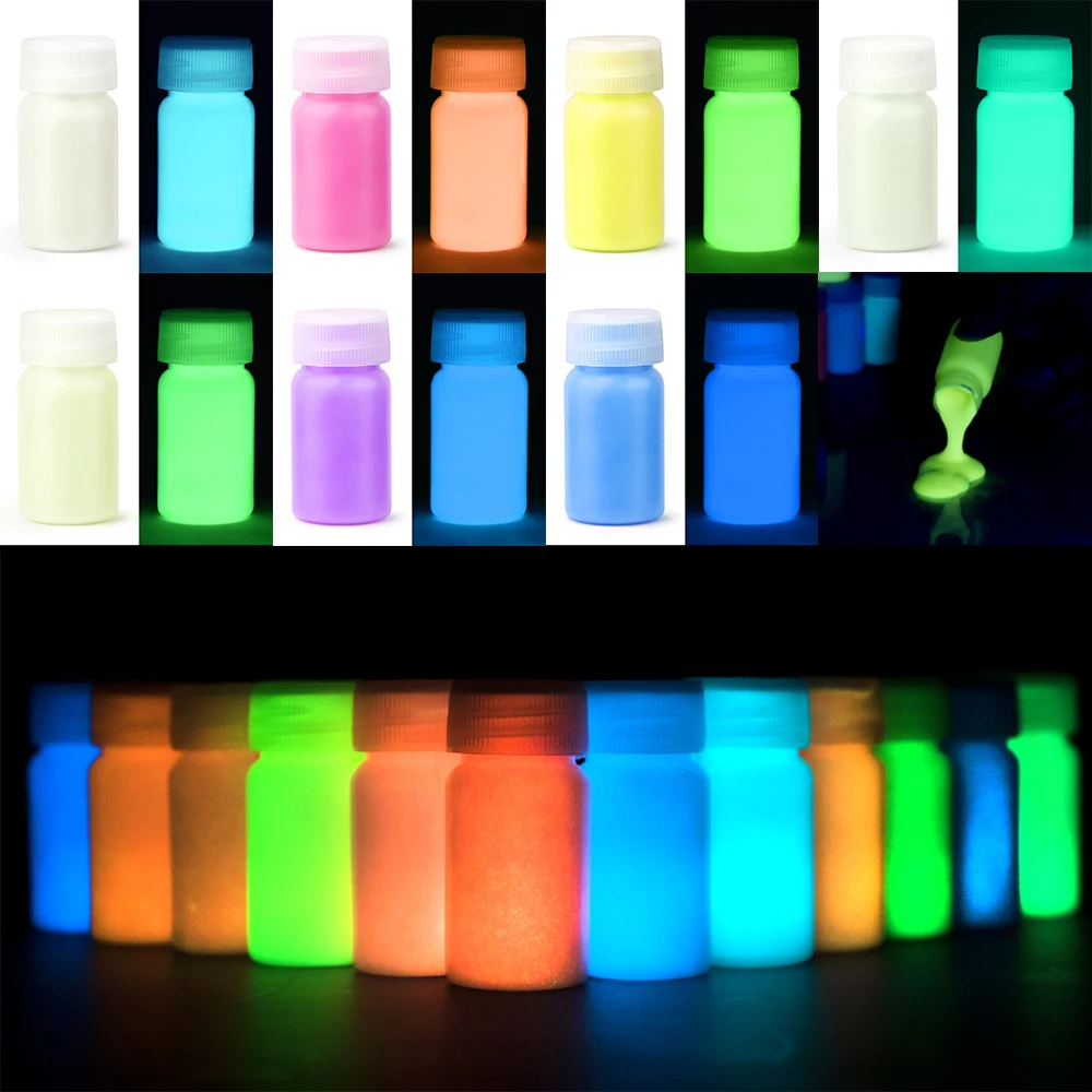 15g/Bottle Glow In The Dark Liquid Luminous Pigment Fluorescent Resin Pigment Acrylic Paints Nails Makeup Artwork Party Supplies