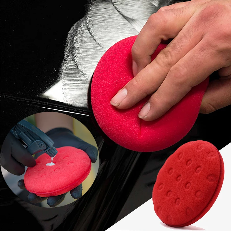 Durable Car Detailing Sponge Wax Applicator Pads Shine 12CM Dia Dots Pressing Hand Polishing for Waxing Paint Ceramic Glas