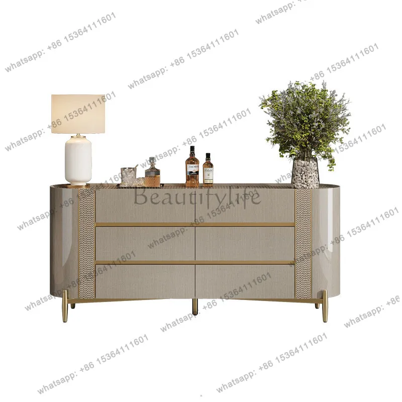 

Italian light luxury solid wood six-chest villa high-end living room porch cabinet household