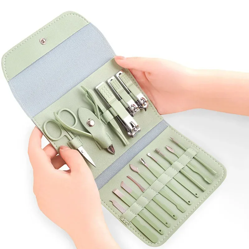 5/9/12/16Pcs Portable Stainless Steel Manicure Set Nail Clipper Cuticle Scissor Nail File Tool For Fingernail Toenail Care