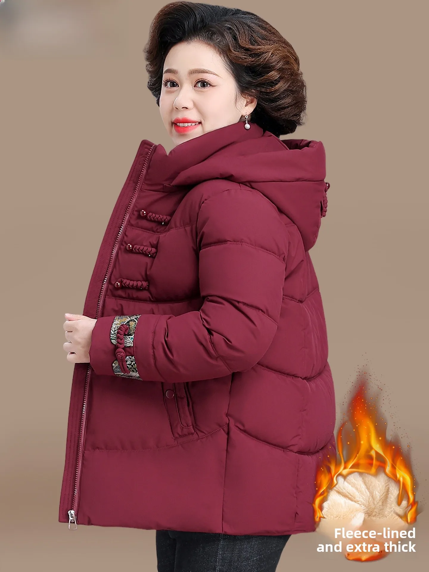 

Thiened down Cotton Jaet Women's Faionable Winter Coat Warm Windproof Zipper Closure Hooded Straight Hemline Ladies' Coat