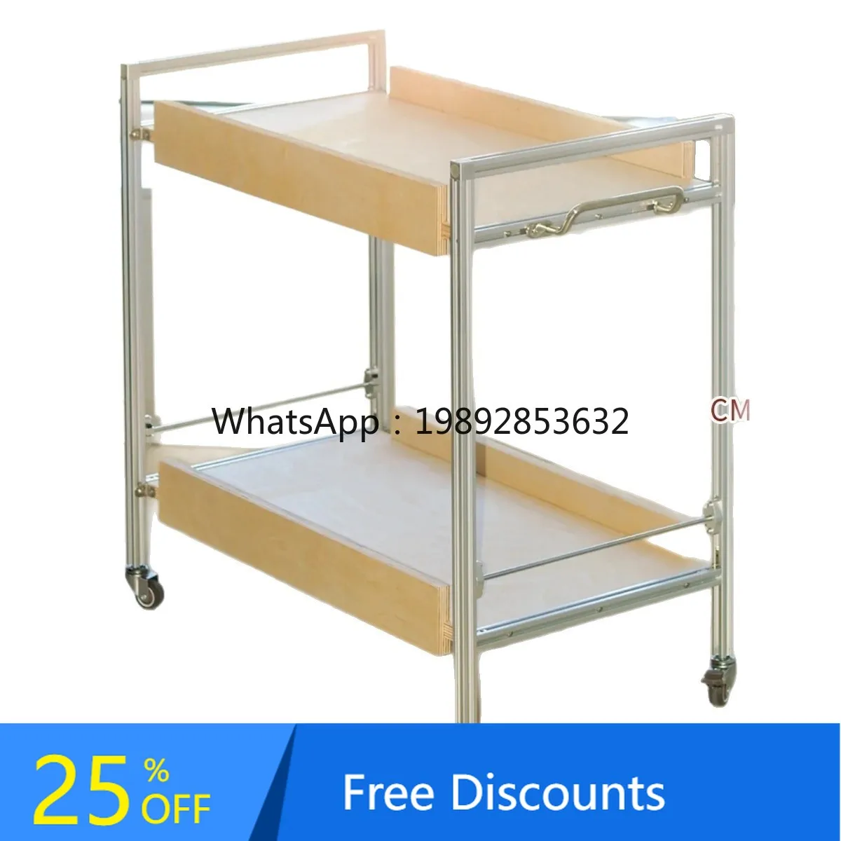 

DF Simple Style Small Trolley Movable Double-Layer Storage Rack Display Rack for Living Room and Bedside Bedroom