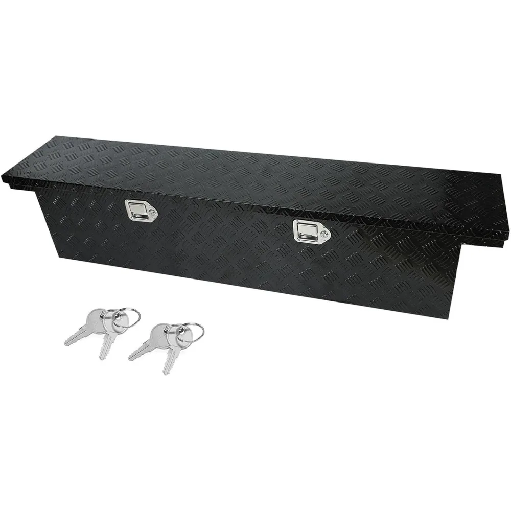 

63 x 12 x 14 Black Aluminum Truck Bed Tool Box, Waterproof Trailer Storage with Lock and Keys