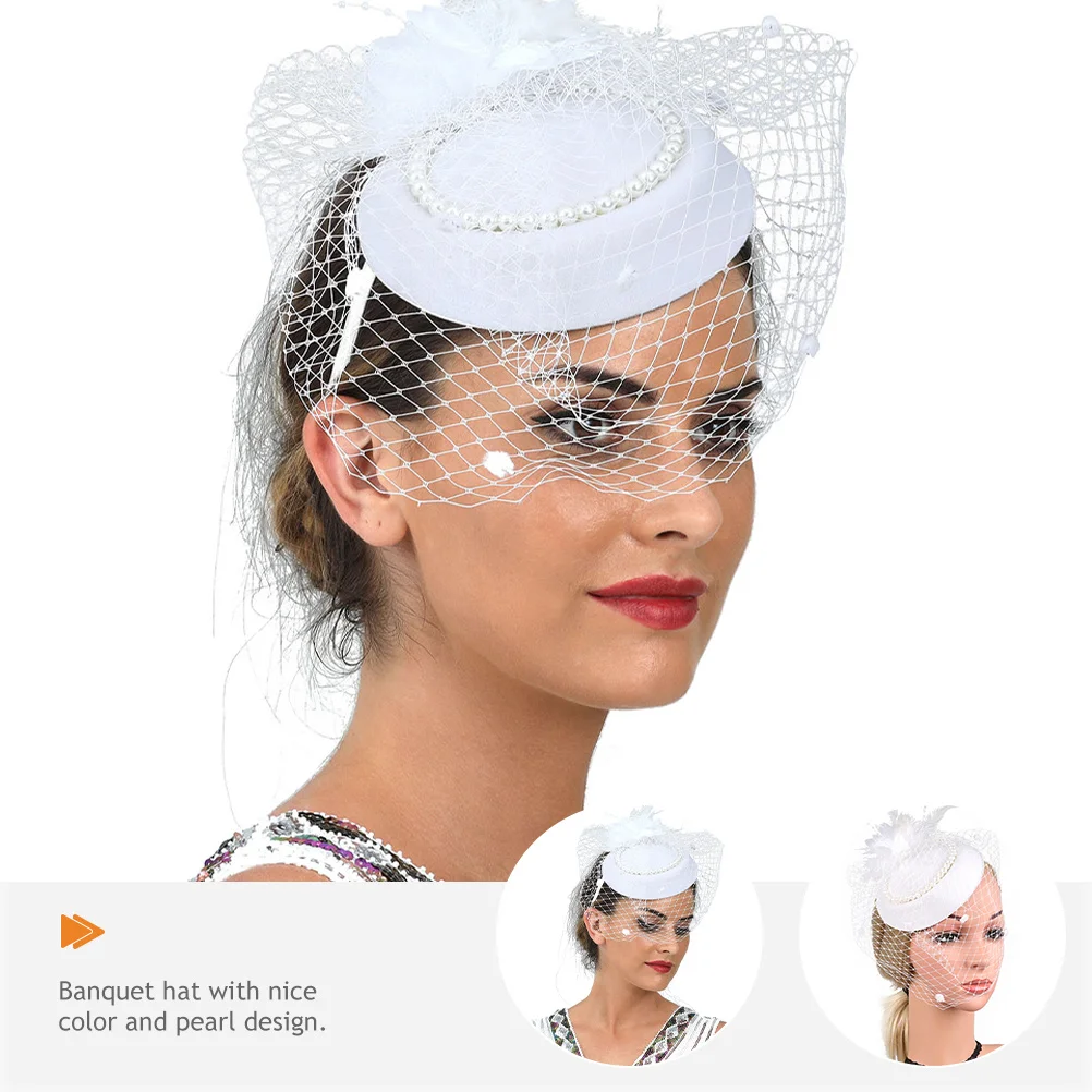 

Bride Fascinator Hat with Pearls Elegant Women Headpiece for Wedding Party Banquet Wear Lightweight Comfortable Unique