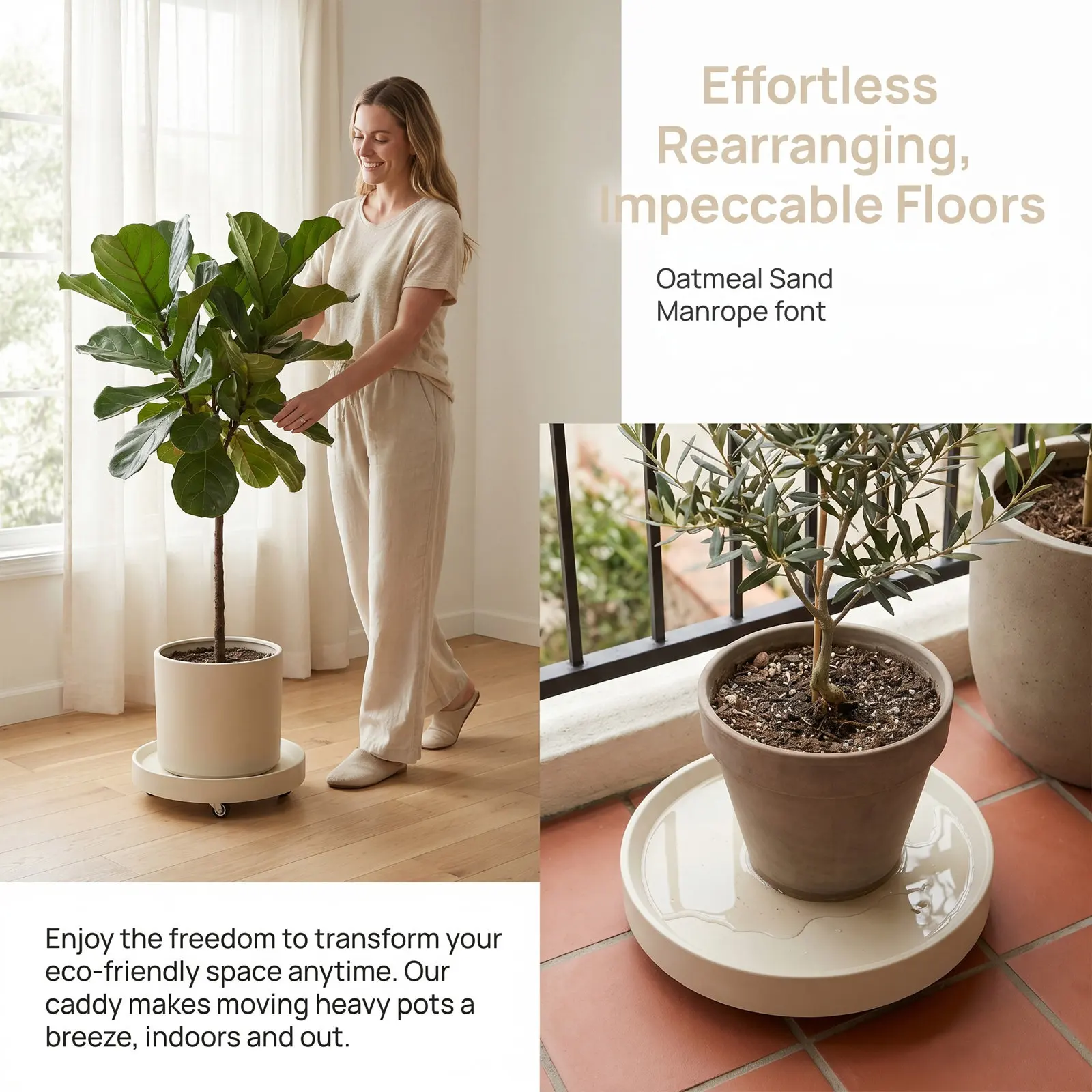 Flower Pot Tray Rolling Plant Saucer Round Plastic Leakproof Indoor Outdoor Garden Planter .4 Movable Flower Pot Mover
