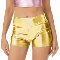 Pantalones cortos metalizados brillantes para mujer, ropa de discoteca de charol, pantalones cortos de cintura alta, Jazz Pole Dance, Rave Party, club nocturno