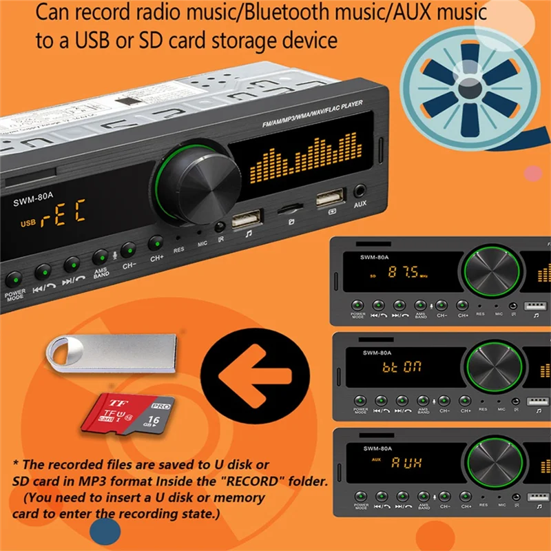 Y43A-Single DIN Wireless MP3 Player USB Charging Vehicle Front Remote Control Vehicle Radio Multimedia