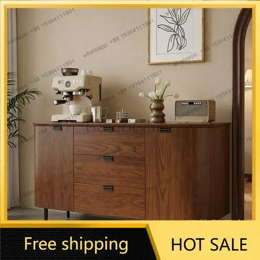 LJY medieval solid wood porch cabinet side cabinet walnut color locker