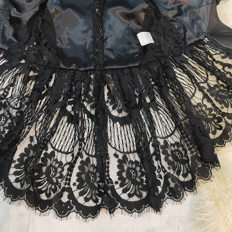 Veste en peau de mouton importée de luxe pour femmes, veste en cuir de motard coupe ajustée avec coutures en dentelle à la mode vestes en cuir véritable pour femmes