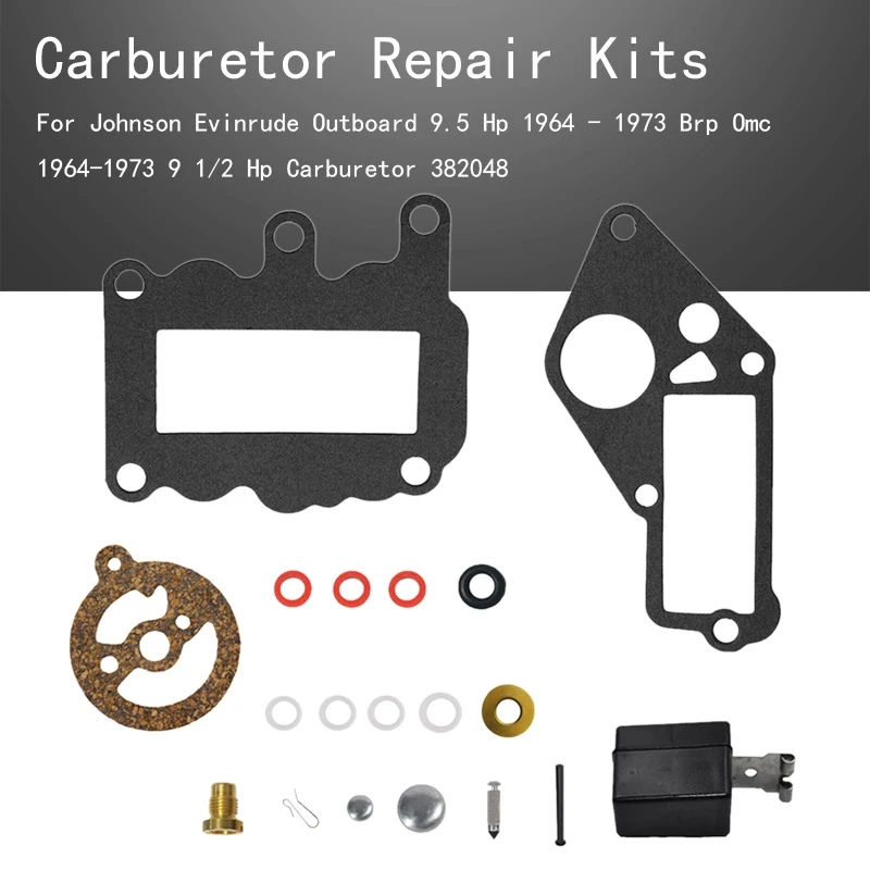 Kits de reparación de carburador para fueraborda Johnson Evinrude 9,5 Hp 1964 - 1973 Brp Omc 1964-1973 9 1/2 Hp carburador 382048