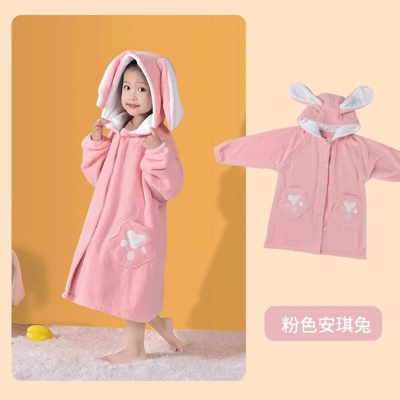 DROZENO Children's Bathrobe Girls' Boys' Baby's Cloak Wearing Bath Towel New Style Bath Absorbent Than Cotton