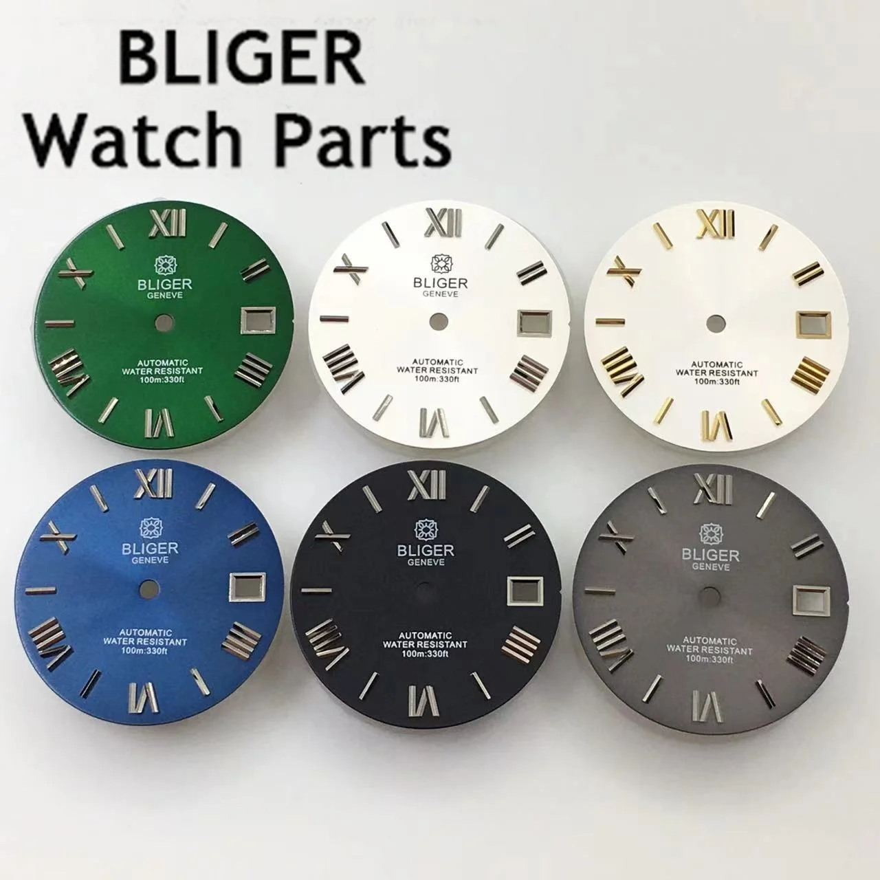 

BLIGER 29mm black blue green white grey watch dial fit NH35 movement