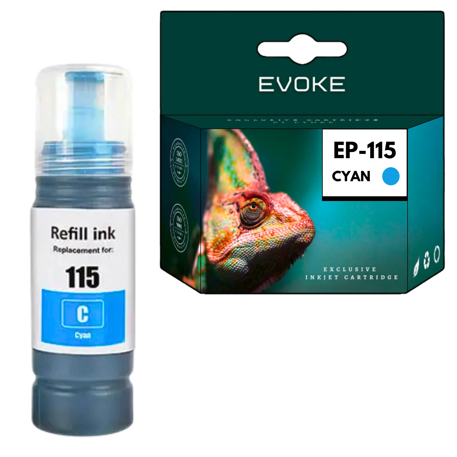 Evoke Compatibele Inkt voor Epson 115 C13T07D24A Cyaan 6200 Pagina's Ecotank L8160 L8180
