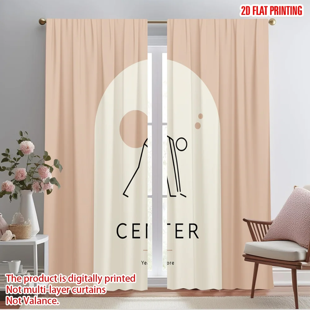 

2pcs 2D flat printing Drapes Body Center Yoga Pose 100% Polyester Without Electricity 0 for Room bedroom wall decor