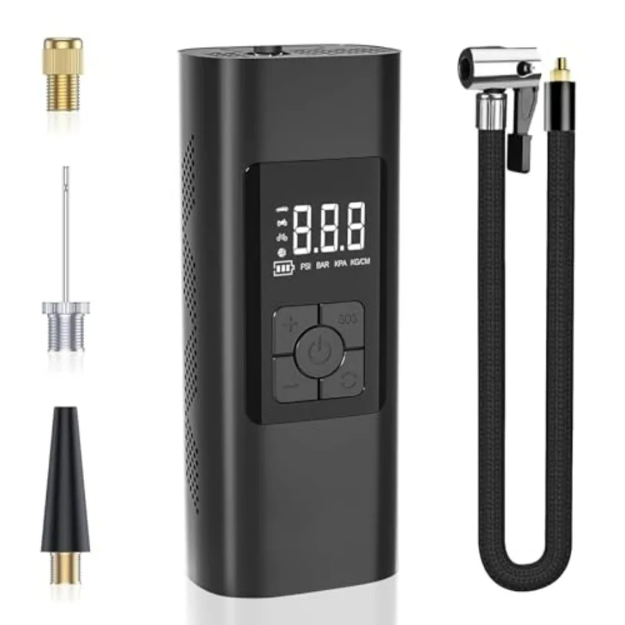 

Portable Air Compressor for Car Tires with Tire Pressure Gauge 120 PSI - Inflator for Motorcycle Bicycle and More