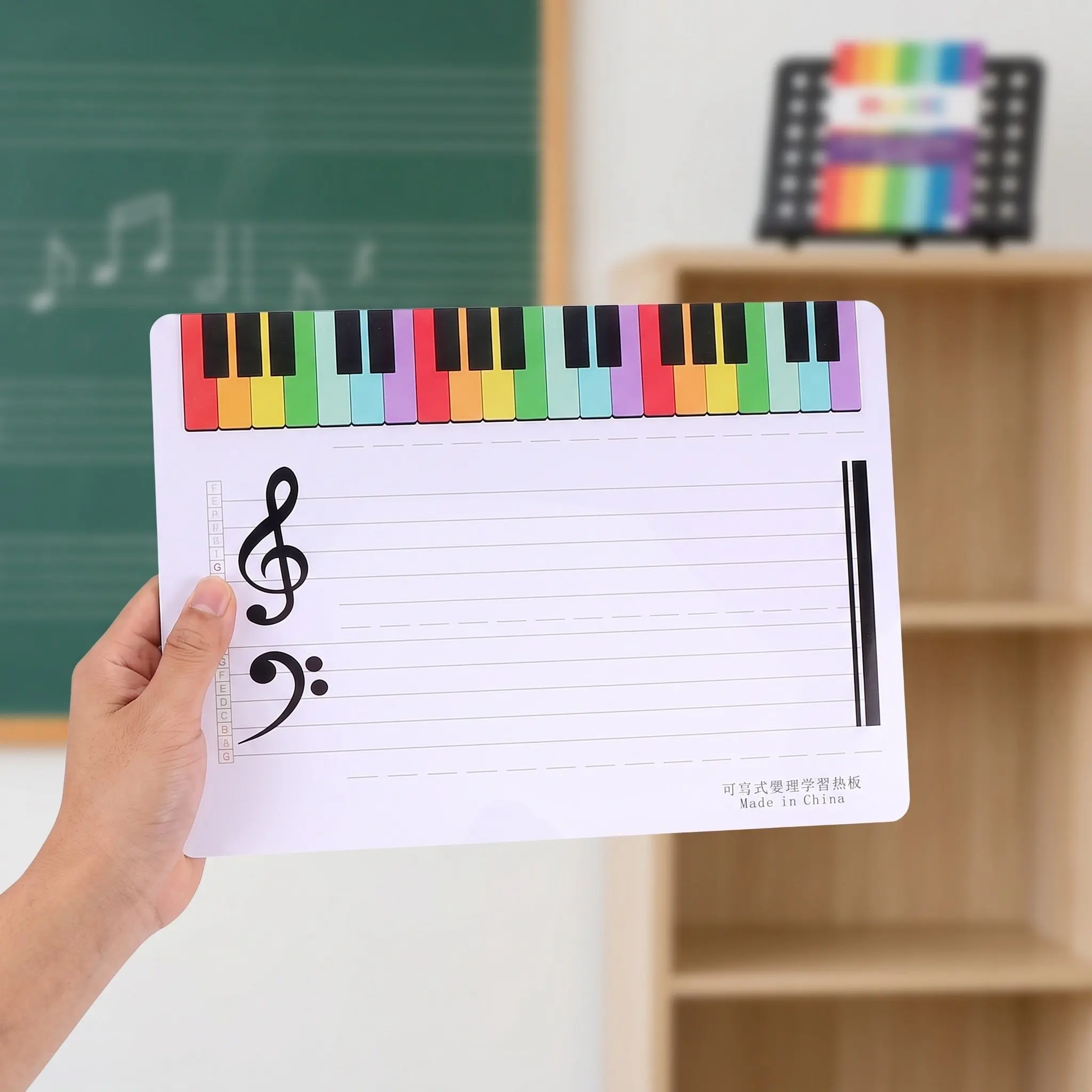 Music Staff Erasable Plastic Lightweight Reusable Board Music Teaching Exercise Score Card Portable Stave Reusable