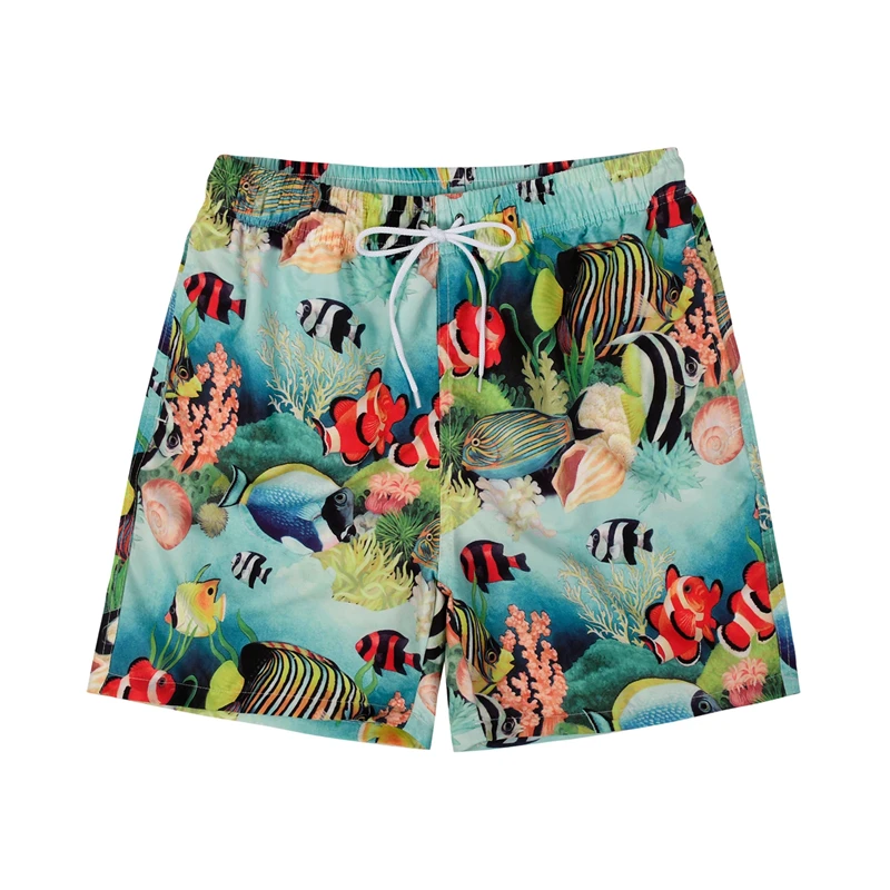 Hawaiian Ocean Fish 3D Print Beach Shorts For Men Casual Vacation Short Pants Male Bermudas Boy Surfing Board Shorts Y2k Trunks