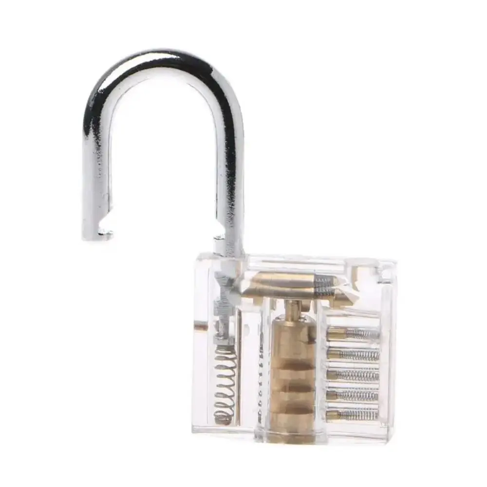 Candado de bloqueo transparente con núcleo de cerradura de plástico, cerradura a prueba de selección, artesanías, cerradura ensamblada manualmente, cabezal de bloqueo grande con llave DIY
