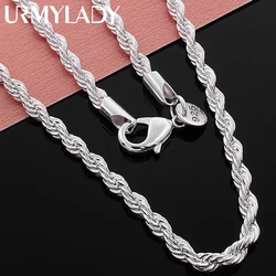 Hot Charms Fine 4MM catena di corda collane in argento Sterling 925 per donna uomo gioielli di moda classici regali di festa di nozze