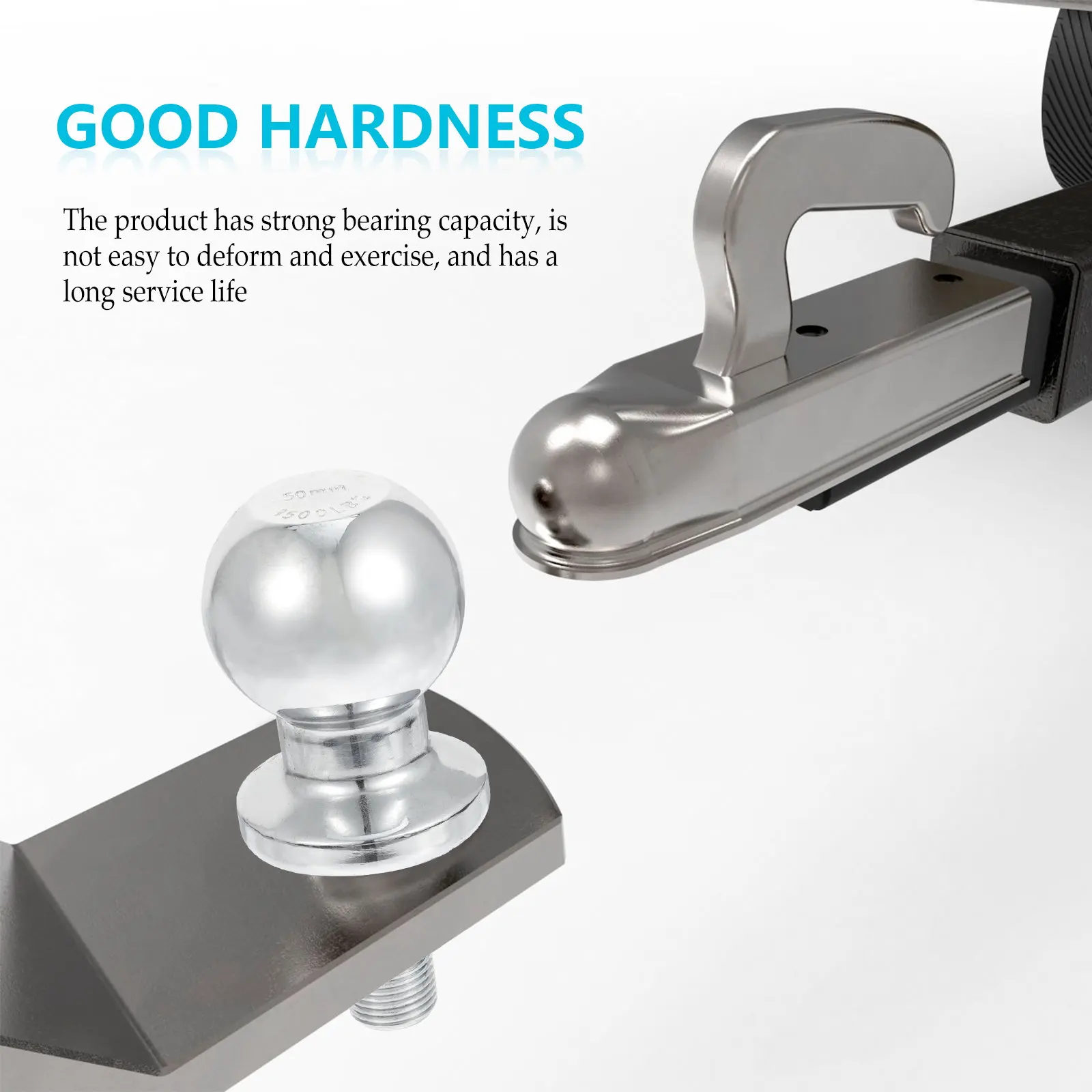 Heavy Duty 50Mm Trailer Hitch Ball Chrome Galvanized Tow Ball for Car Rv Yacht Trailer Corrosion Proof Rain Resistant