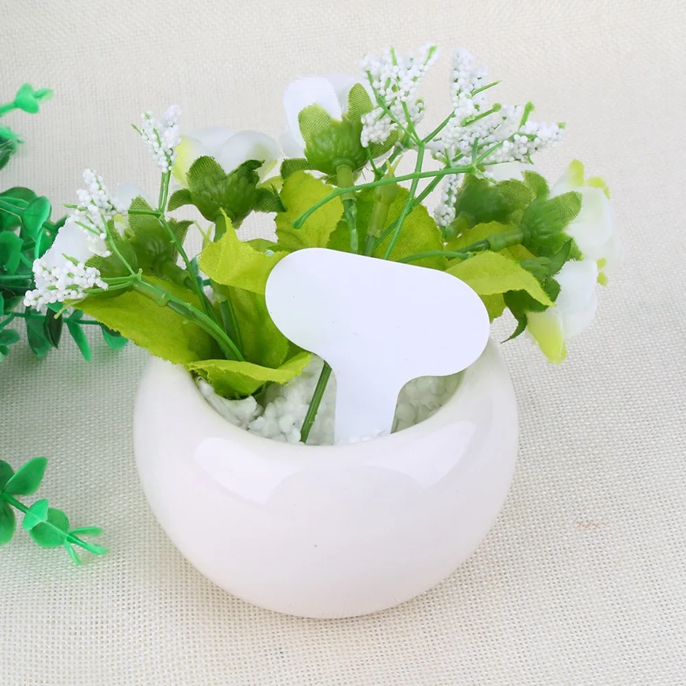 100pcs Durable Plastic Plant Tags 5x7cm White Plant Markers T-Shape Waterproof Plant Labels Outdoor Use