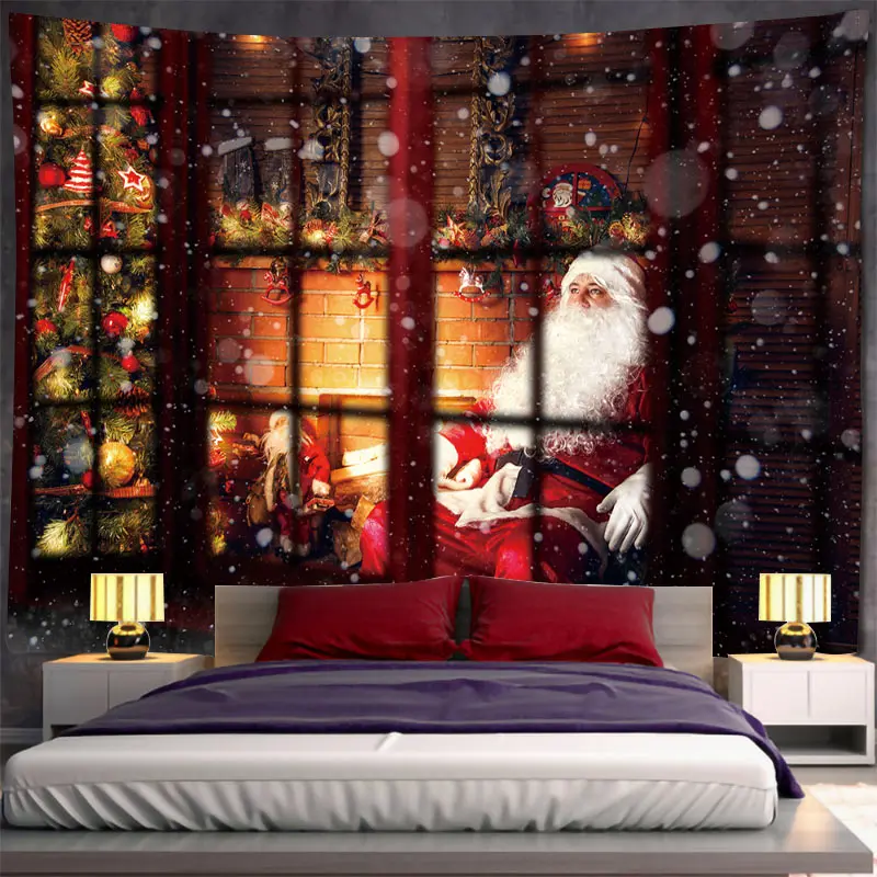 Christmas Men Xmas Tapestry Festive Decor Home Living Room Bedroom Background Garden Posters for Outside Large Wall Hanging