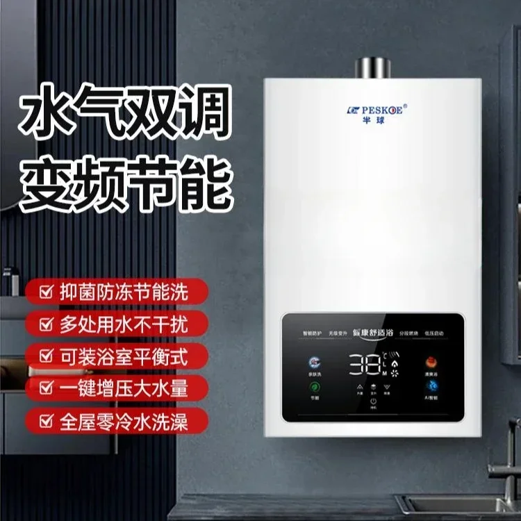 Natural gas household gas water heater with electric constant temperature, forced exhaust balanced and instant heating functions