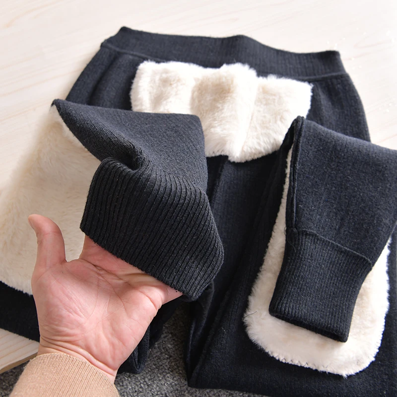 

Thickened Warm Wool Blend Knee Pads Winter Couple Style Home Clothes Youth mid Waist Pure Color Wool Filling Heating Function