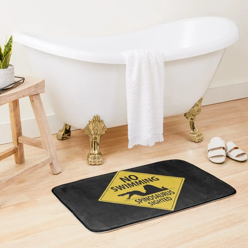 No Swimming - Spinosaurus Sign Bath Mat Mats For Bathroom And Toilet Carpets For The Bathroom Showers Floors Mat