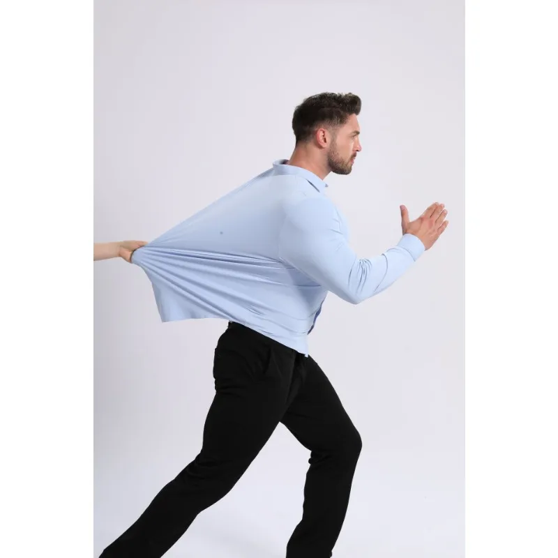 Seamless High-elastic Men's Shirt Long-sleeved Double-sided Sun Protection No-iron Anti-wrinkle Large Size Shirt